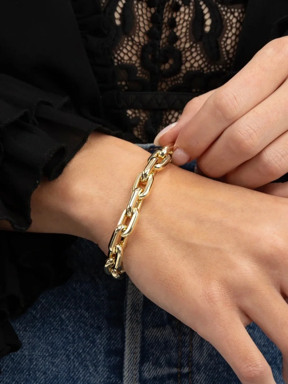 Melinda Maria Polished Gold Link Bracelet -7.5”